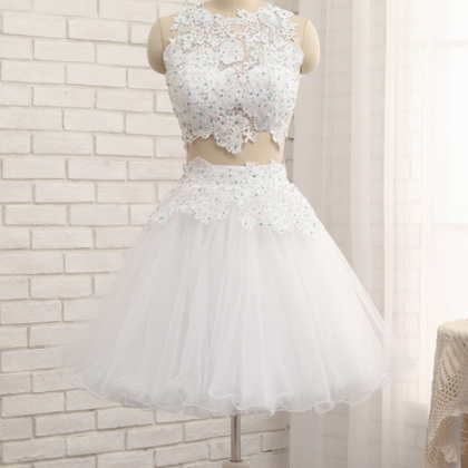 Homecoming Dress,sexy Two Pieces White Cocktail..
