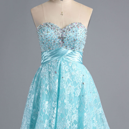 Homecoming Dresses ,sweet Ice Blue Lace Homecoming..