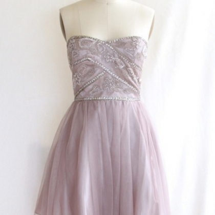 Homecoming Dresses ,beaded Strapless Tulle..
