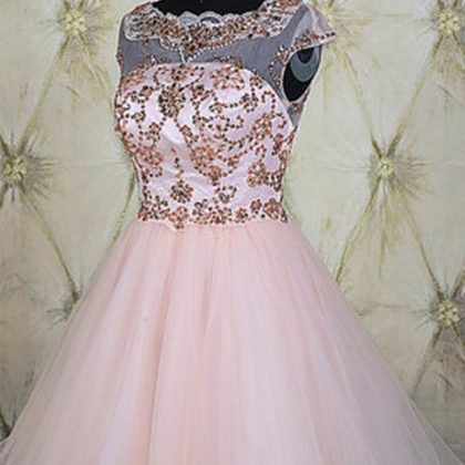 Sweet Light Pink Short Homecoming Dress,tulle..