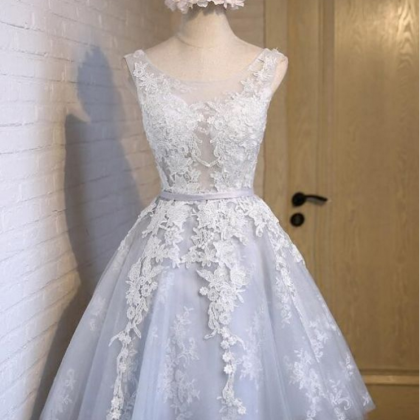 Light Sky Blue Homecoming Dresses Lace-up..