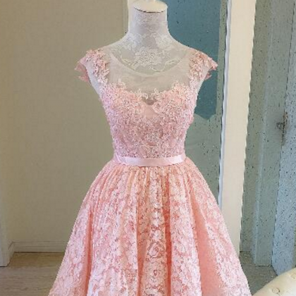 Cute Pink Homecoming Dress,lace-up Short..