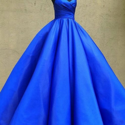 Spaghetti Straps Royal Blue Prom Dress Formal..