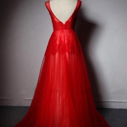 Custom Made Red Prom Dress, A-line Prom..