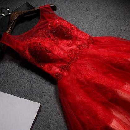Custom Made Red Prom Dress, A-line Prom..