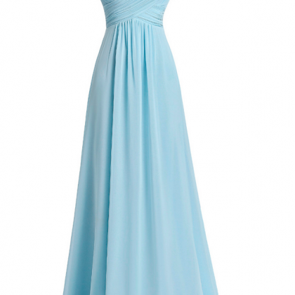 Chiffon Bridesmaid Dresses,light Blue Long Wedding..