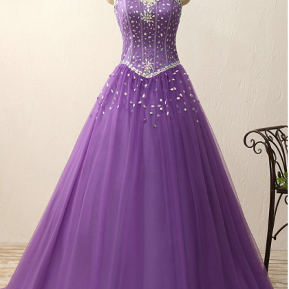 Prom Dresses ,sweetheart Crystal Beads Satin Tulle..