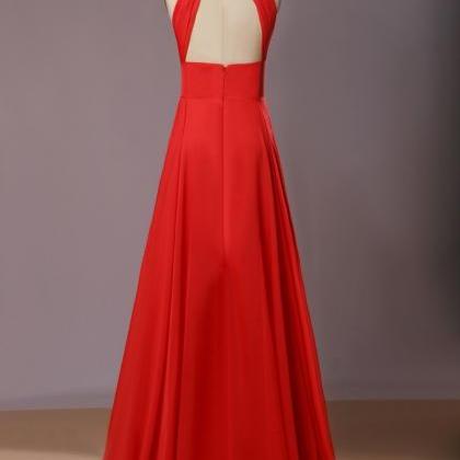 Red Prom Dress,sexy Open Back Evening Dress,halter..