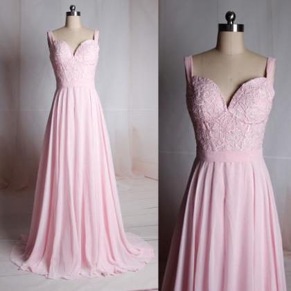 Charming Prom Dress,pink Chiffon Prom..