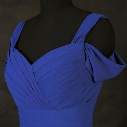 Blue Chiffon Long Prom Dresses, A-Line Evening Dresses main image 0