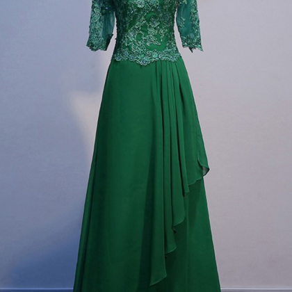 Green Dress Formally Appliques Bal Open-air Party..