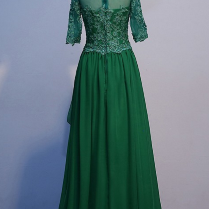 Green Dress Formally Appliques Bal Open-air Party..