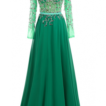 Luxurious Prom Dresses A-line Long Sleeves Open..