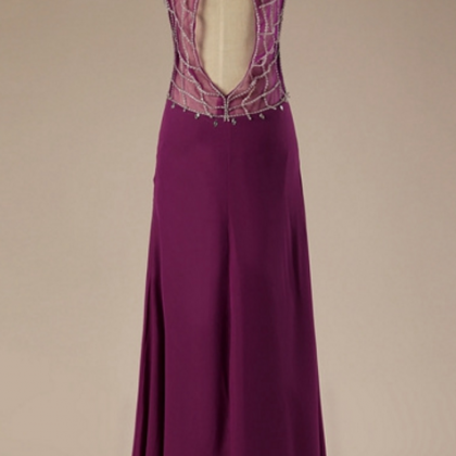 V-neck Long Silk Purpura Party Formal Party Dress