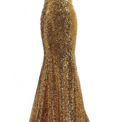 Sparkly Gold Bridesmaid Dress,floor Length Mermaid..