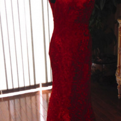 Red Wedding Dress, Sexy Cap Sleeve Backless..