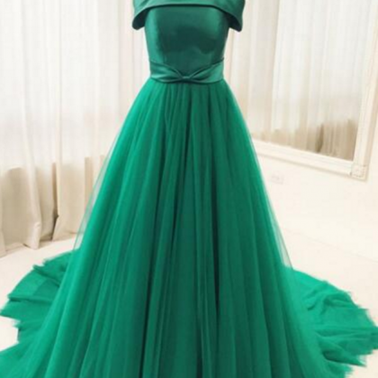 Green Tulle Long Prom Dress,long Evening Dresses,..