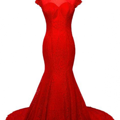 Evening Red Dress Ah Long Mermaid Lace Backless..