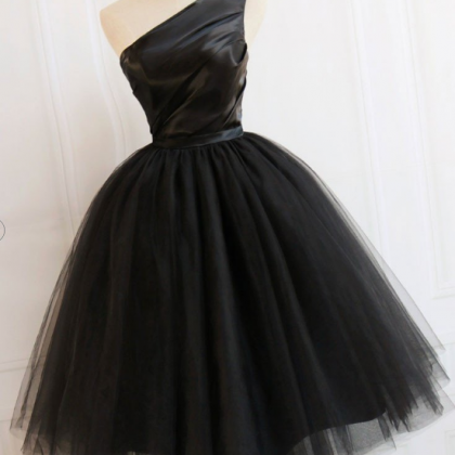 Cute Black Short Prom Dress, Black Homecoming..