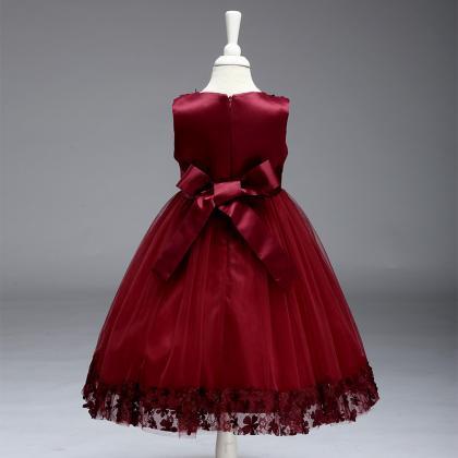 Custom Made Burgundy Tulle And Floral Lace..