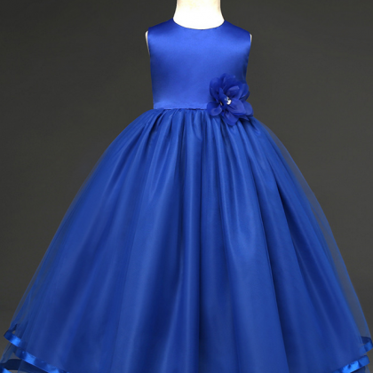 Custom Made Royal Blue Satin Ball Gown Evening..