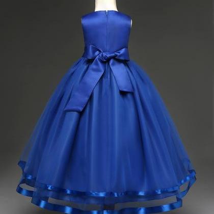 Custom Made Royal Blue Satin Ball Gown Evening..