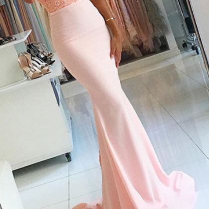Pink Prom Dresses,halter Prom Dresses,lace Prom..