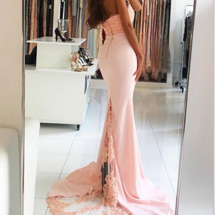 Pink Prom Dresses,halter Prom Dresses,lace Prom..