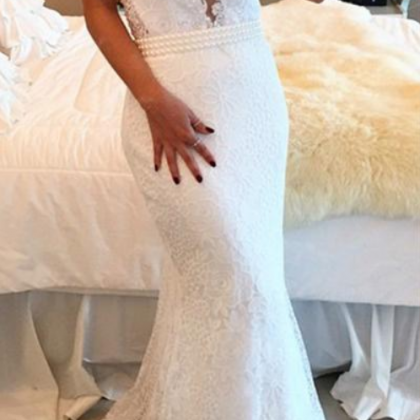 Sexy White Colour Prom Dress Mermaid Sleeveless..
