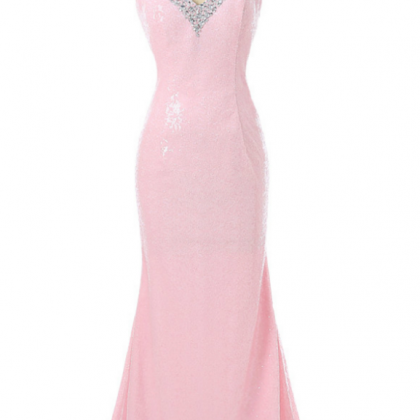 Pink Prom Dresses Mermaid Sweetheart Sequins..