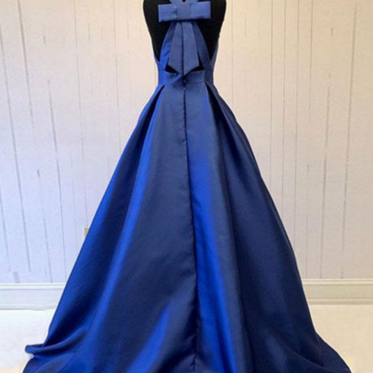 Royal Blue Sleeveless Prom Dress,simple A-line..