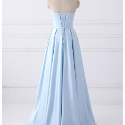 A-line Strapless Simple Long Prom Dresses With..