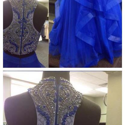 Prom Dress Ball Gown Royal Blue Beaded Top Two..