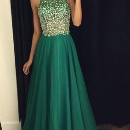 Green Prom Dress,charming Prom Dresses,halter..