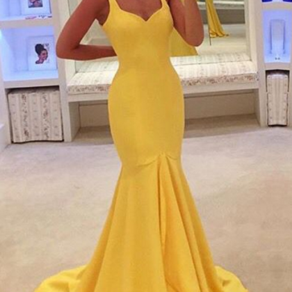 Yellow Prom Dress,mermaid Evening Dress,long..