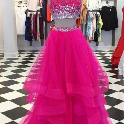 Two Pieces Prom Dresses, Ruffles Quinceanera..