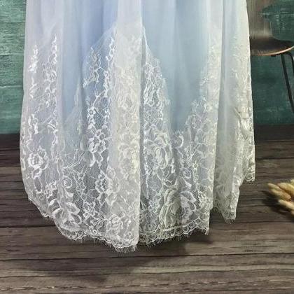 Light Blue Lace Tulle Flower Girl Dress, Lace..