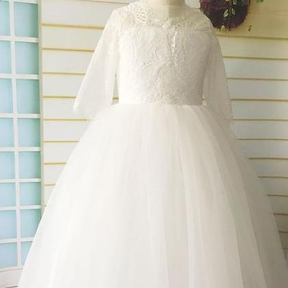 Lace Tulle Flower Girl Dress, Wedding Girl Dress,..