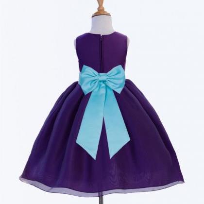 Purple Flower Girl Dress, Organza Purple Dresses,..