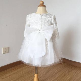 Floor Length Ivory Lace Tulle Long Sleeves Flower..