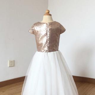 A Line Cap Sleeves Sequin Ivory Tulle Floor Length..