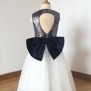 A Line Floor Length Charcoal Grey Sequin Ivory..