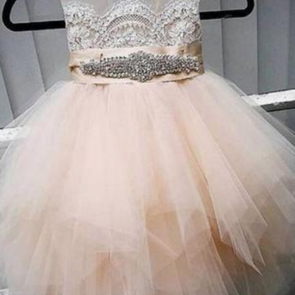 Princess Scoop Tulle Flower Girl Dress With..
