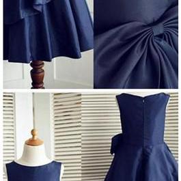 Navy Blue A-line Sleeveless Flower Girl Dress..