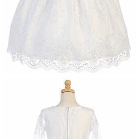 White Embroidered Tulle Sleeve Dress