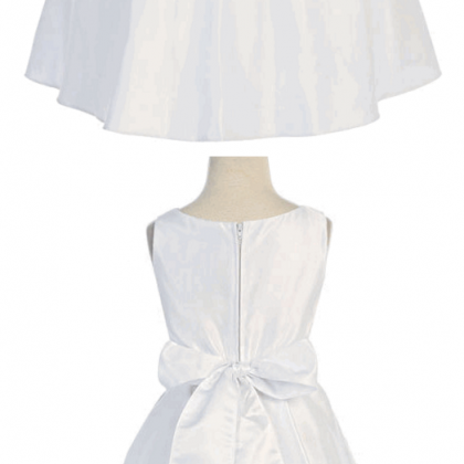 White Satin A-line Dress W/ Flowers &..