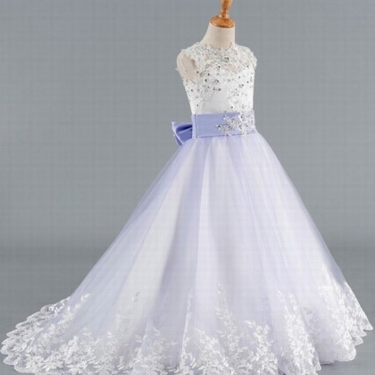 Blue Flower Girl Dresses For Weddings Ball Gown..