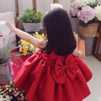 166 (1)10-15y Flower Girl Dress, Red Flower Girl..