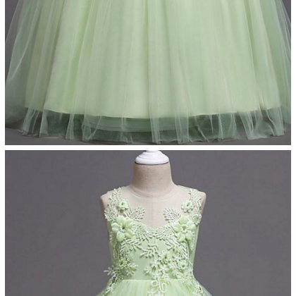 A-Line Short Sleeve Lace Satin Jewel Neck Flower Girl Dress with Pleats and Solid Design main image 1