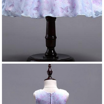 Printed Cloth Jewel Neckline Ball Gown Flower Girl..